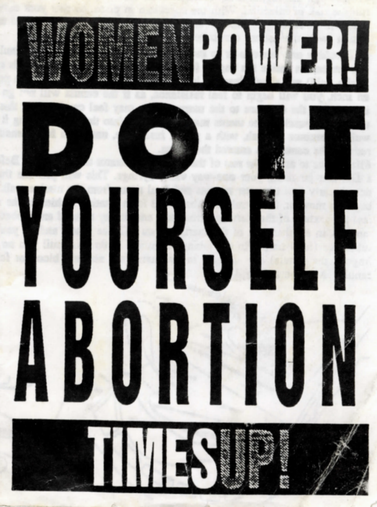 Zine titled, "Women Power! Do It Yourself Abortion. Times Up!"